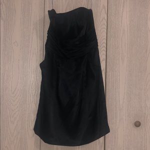 Black strapless David’s Bridal bridesmaid dress